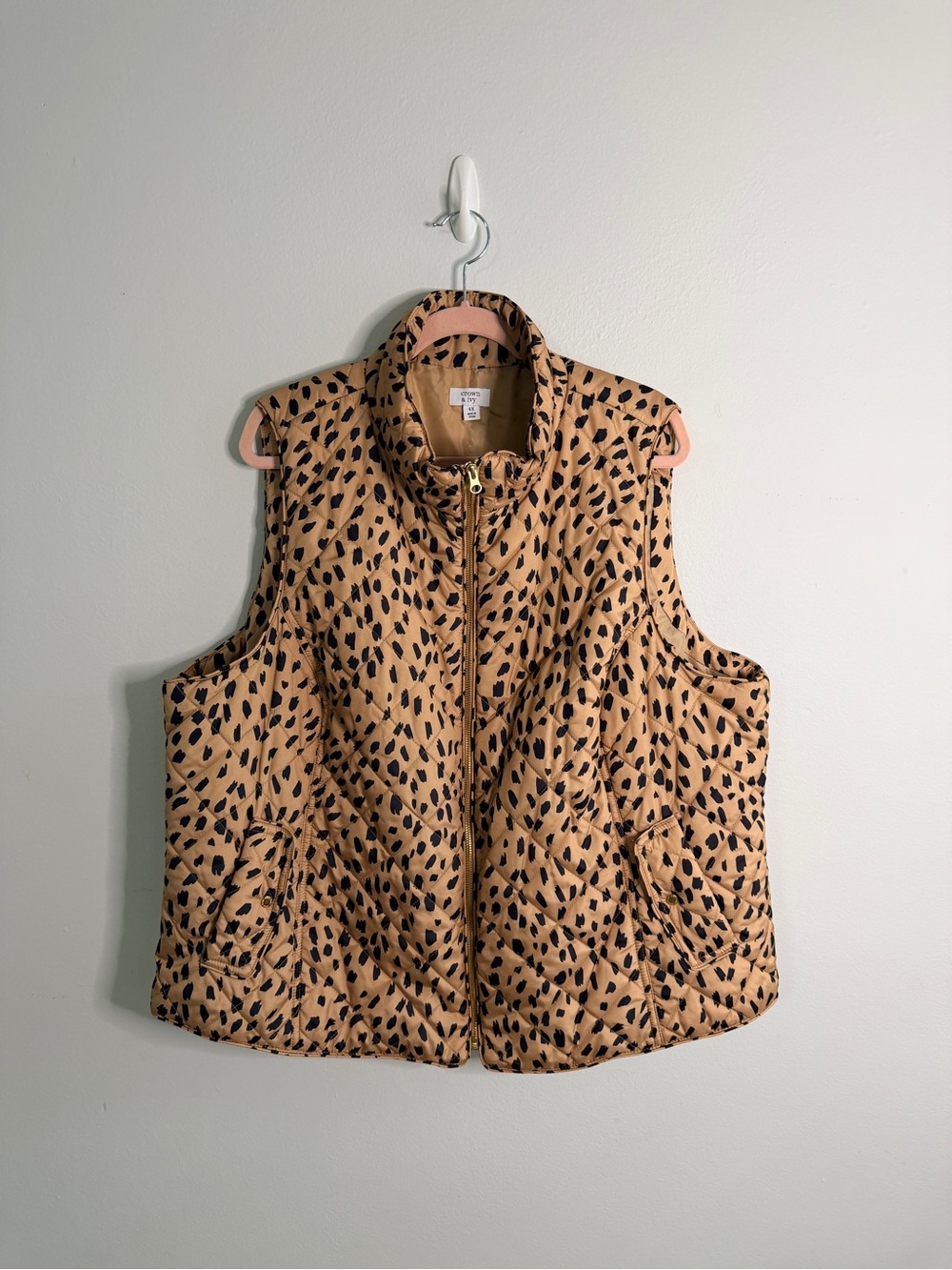 crown & ivy Animal Print Quilted Vest